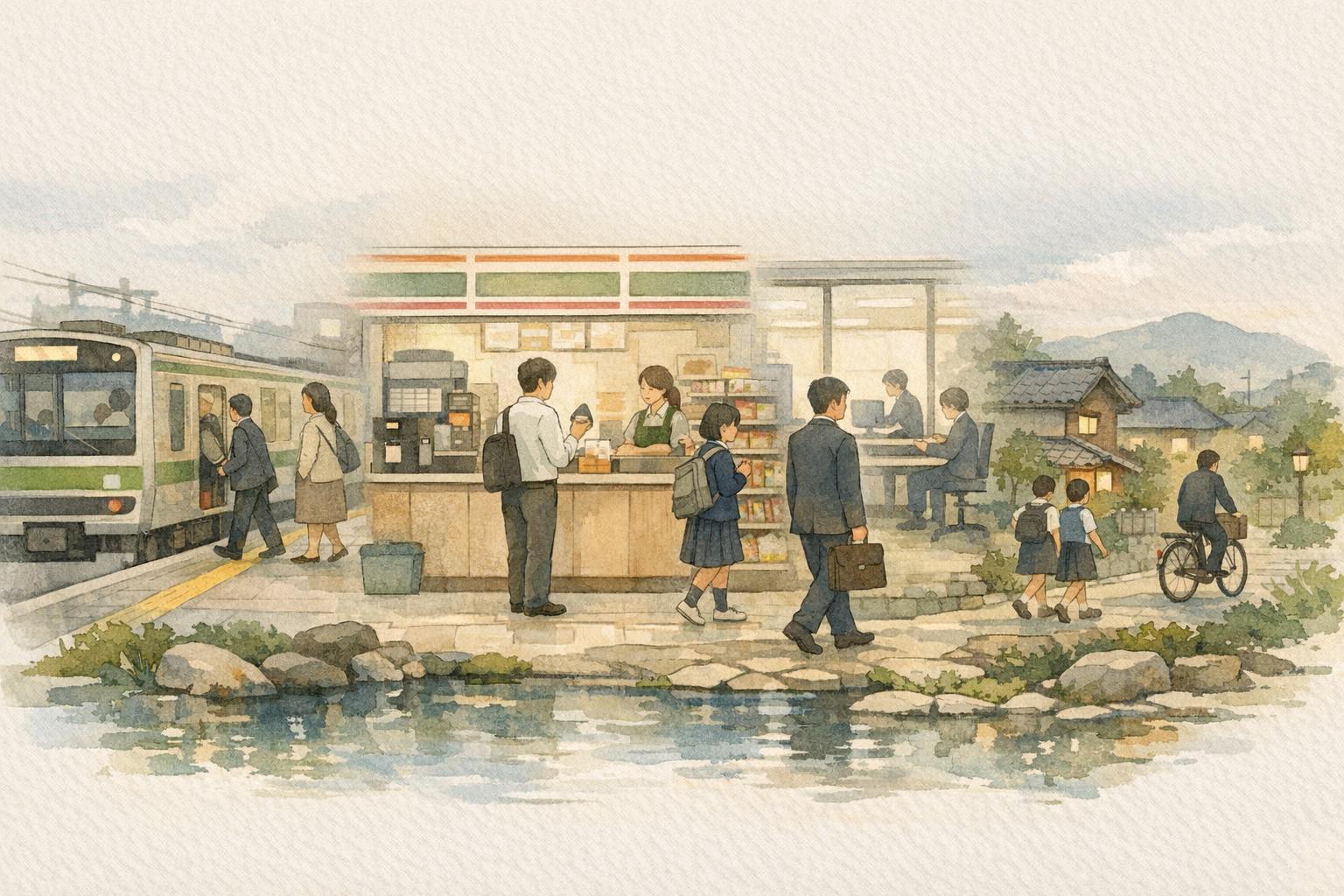 Daily Life in Japan: A Simple Routine Explained image showing time measured in transfers and exits