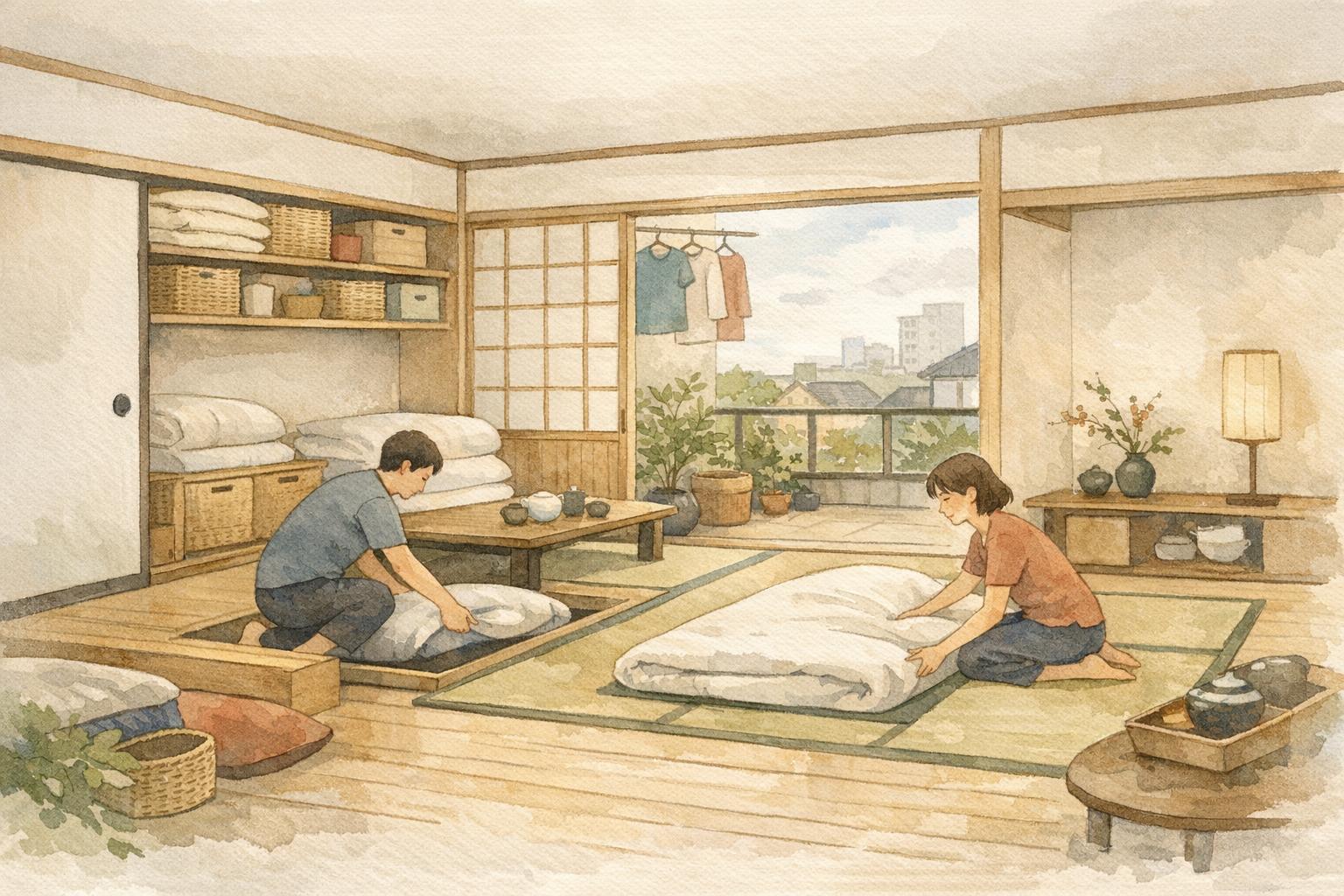 Why Japanese Homes Are So Small (And Smart) image showing rooms that change function